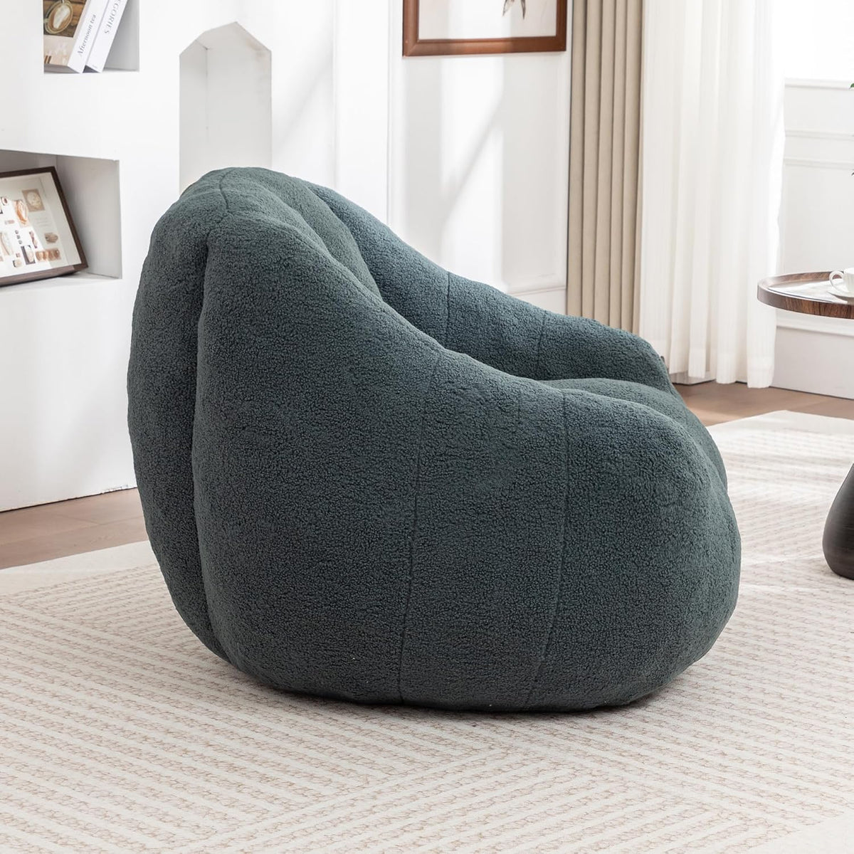 Bean Bag Chair - Plush Teddy Faux Fur, 46" Green