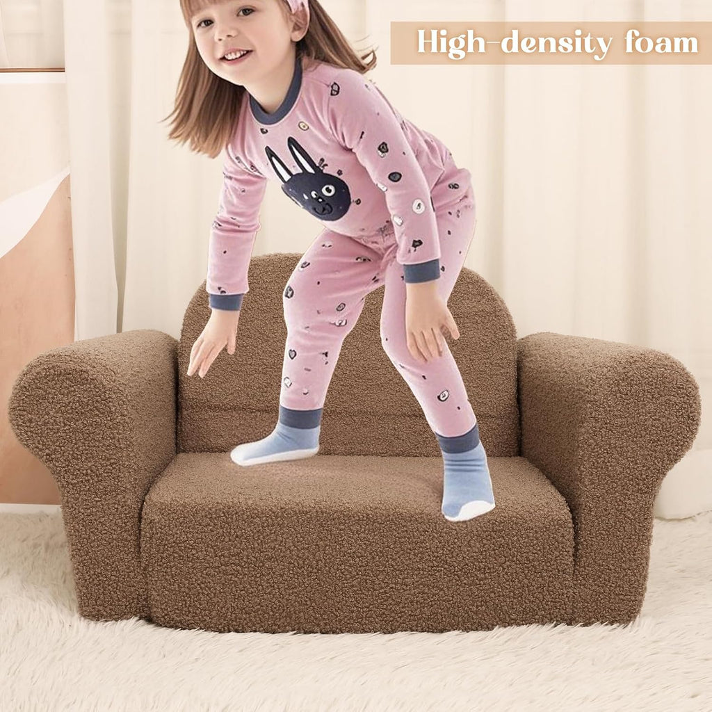 Chairs for childrenr, 2-in-1 Toddler Soft Teddy Couch Fold Out, Convertible Chair to Lounger for Girls and Boys|Safety Certified | Gift for Children