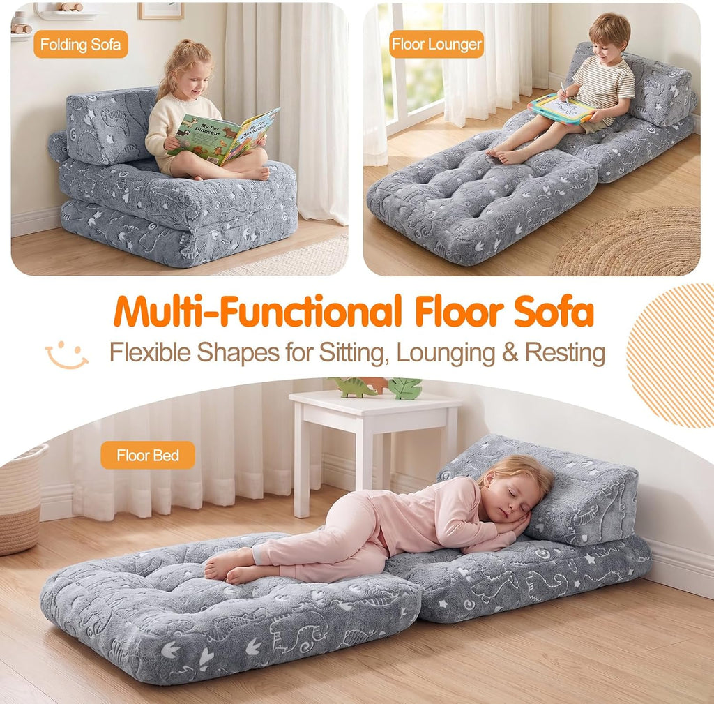 MeMoreCool Kids Couch, 3-in-1 Fold-Out Foam Chair