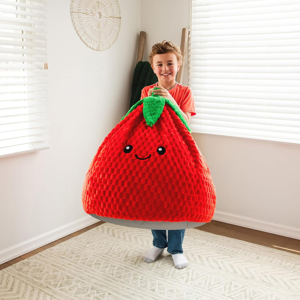 Big Joe Strawberry PlushiPals 2 Pack Super Soft Bean Bag Chair for Kids, Ultra-Soft Plush Polyester Blend, 2.5 feet Refillable