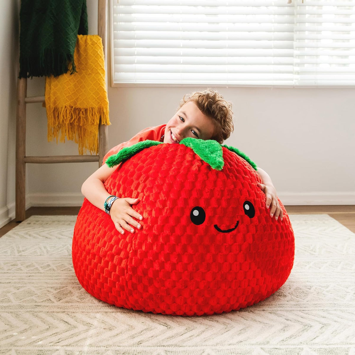 Big Joe Strawberry PlushiPals 2 Pack Super Soft Bean Bag Chair for Kids, Ultra-Soft Plush Polyester Blend, 2.5 feet Refillable
