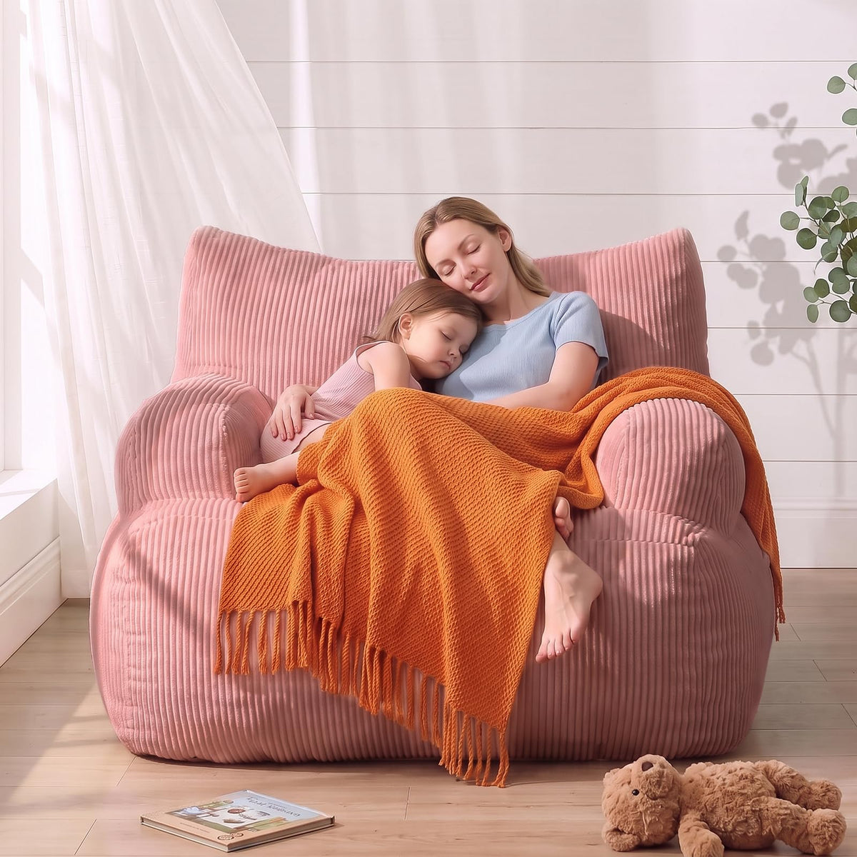 Bean Bag Chairs for Kids, Comfy Bean Bag Sofa for Boys & Girls, Beige