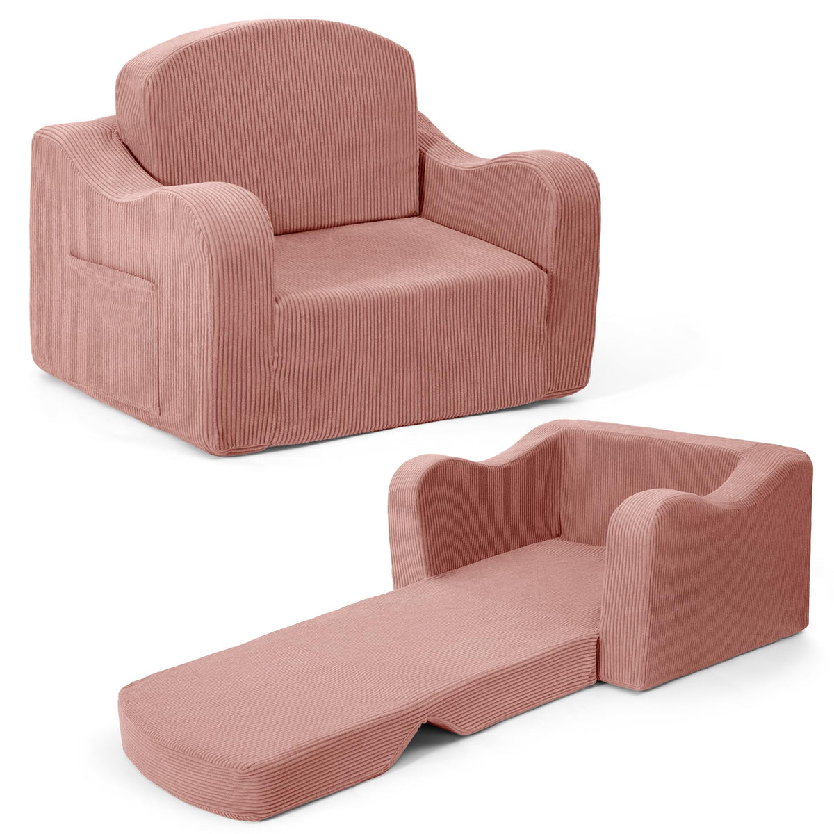 Airpanda Kids Sofa Chair, 2-in-1 Kids Couch, Fold Out Foam Sofa, Green