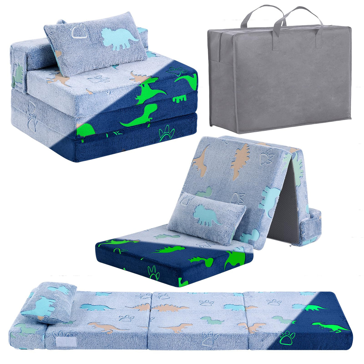 Kids Floor Mat, Trifold Futon Sofa, Portable Folding Play Mats for Playroom