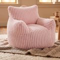 Bean Bag Chair — Plush Faux Fur Memory Foam,Small Stripe Pink