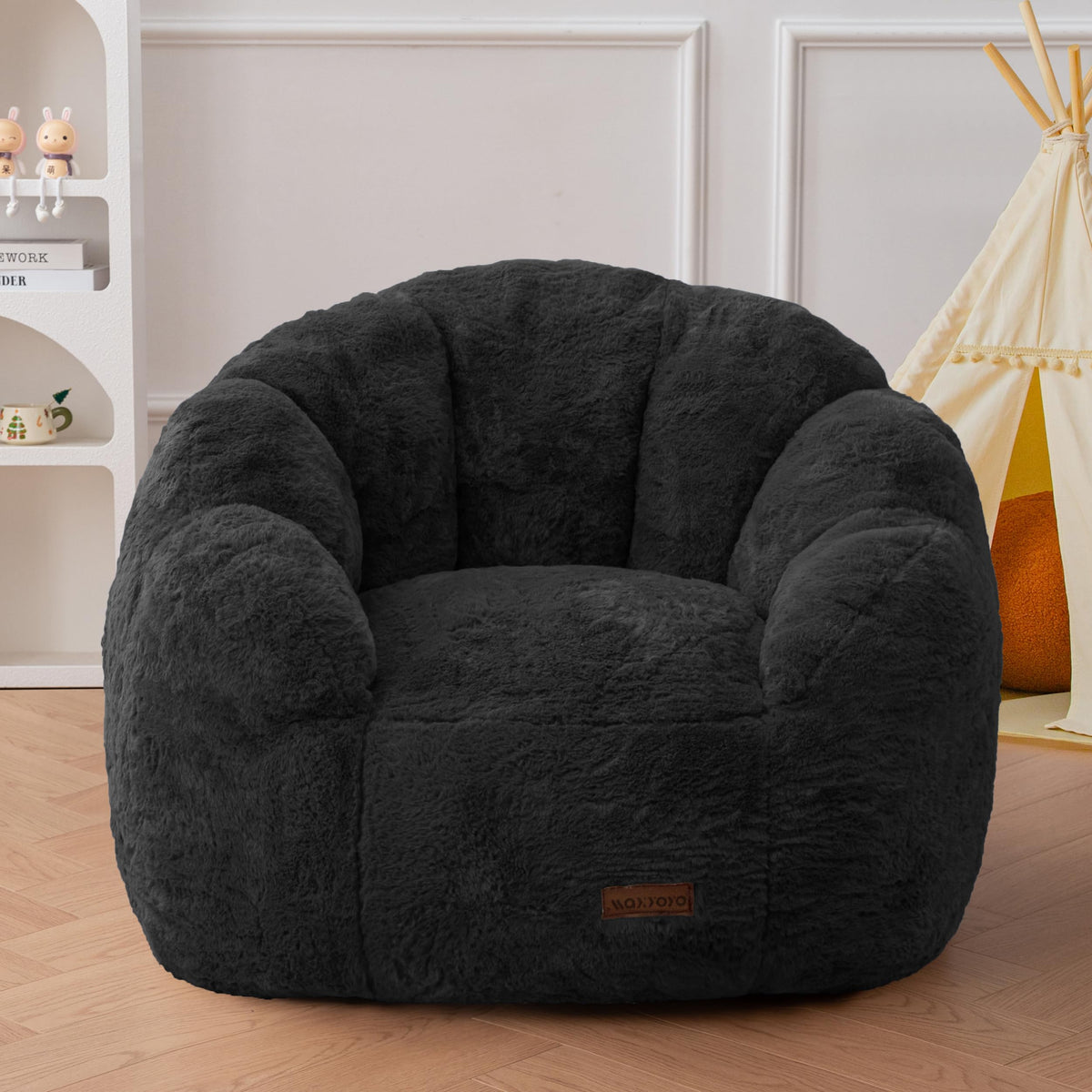 MAXYOYO Kids Bean Bag Chair, Floral Shaped Bean Bag Sofa, Beige