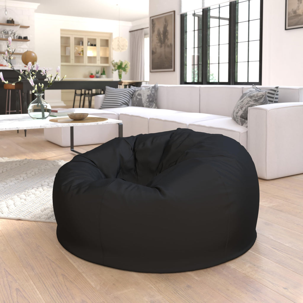 BizChair Sherpa Bean Bag Chair, Classic Refillable Bean Bag Chair for Kids and Teens, Large, Natural