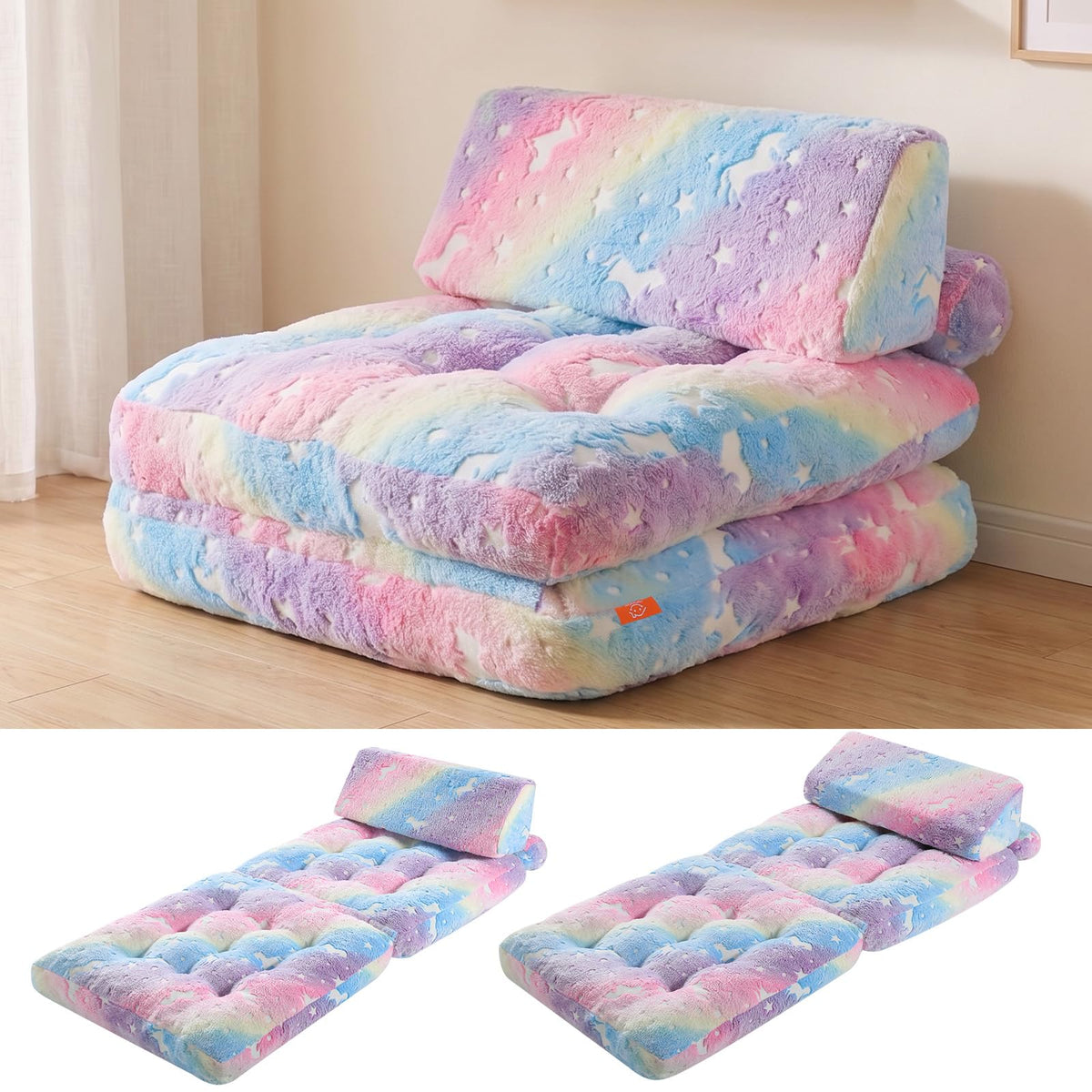 MeMoreCool Kids Couch, 3-in-1 Fold-Out Foam Chair