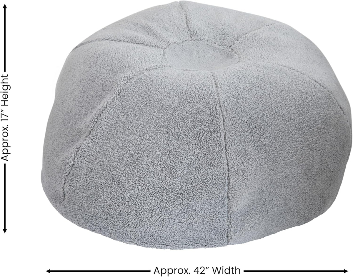 EMMA + OLIVER Gray Large Faux Shearling Bean Bag Chair