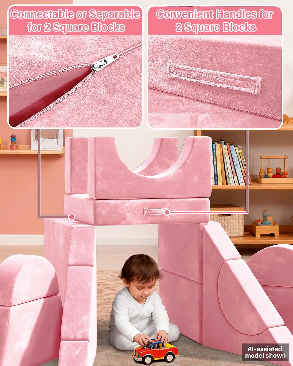 YEFU 15pcs Modular Kids Play Couch，1000+ Imagination Creative Play