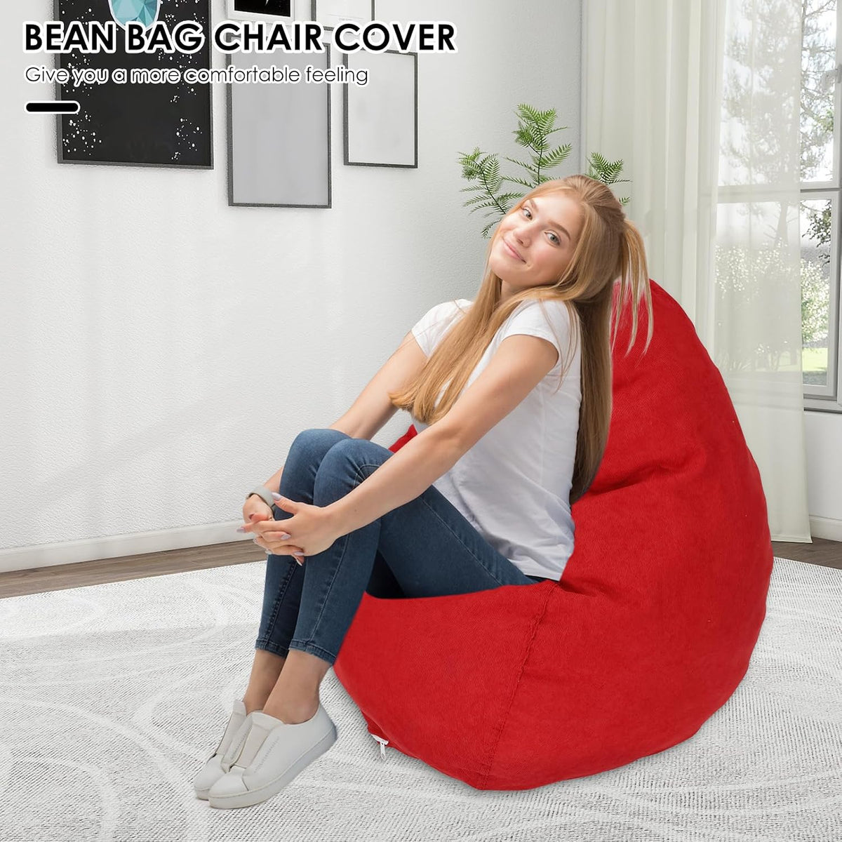 Bean Bag Chair Cover No Filler, 16 x 18 inches Comfortable Beanbag Chairs Cover with Handle,Soft Corduroy Bean Bag Cover, Plush Toys Organizer Holder,Stuffed Animal Bean Bag for Kids Adults Plush Toys