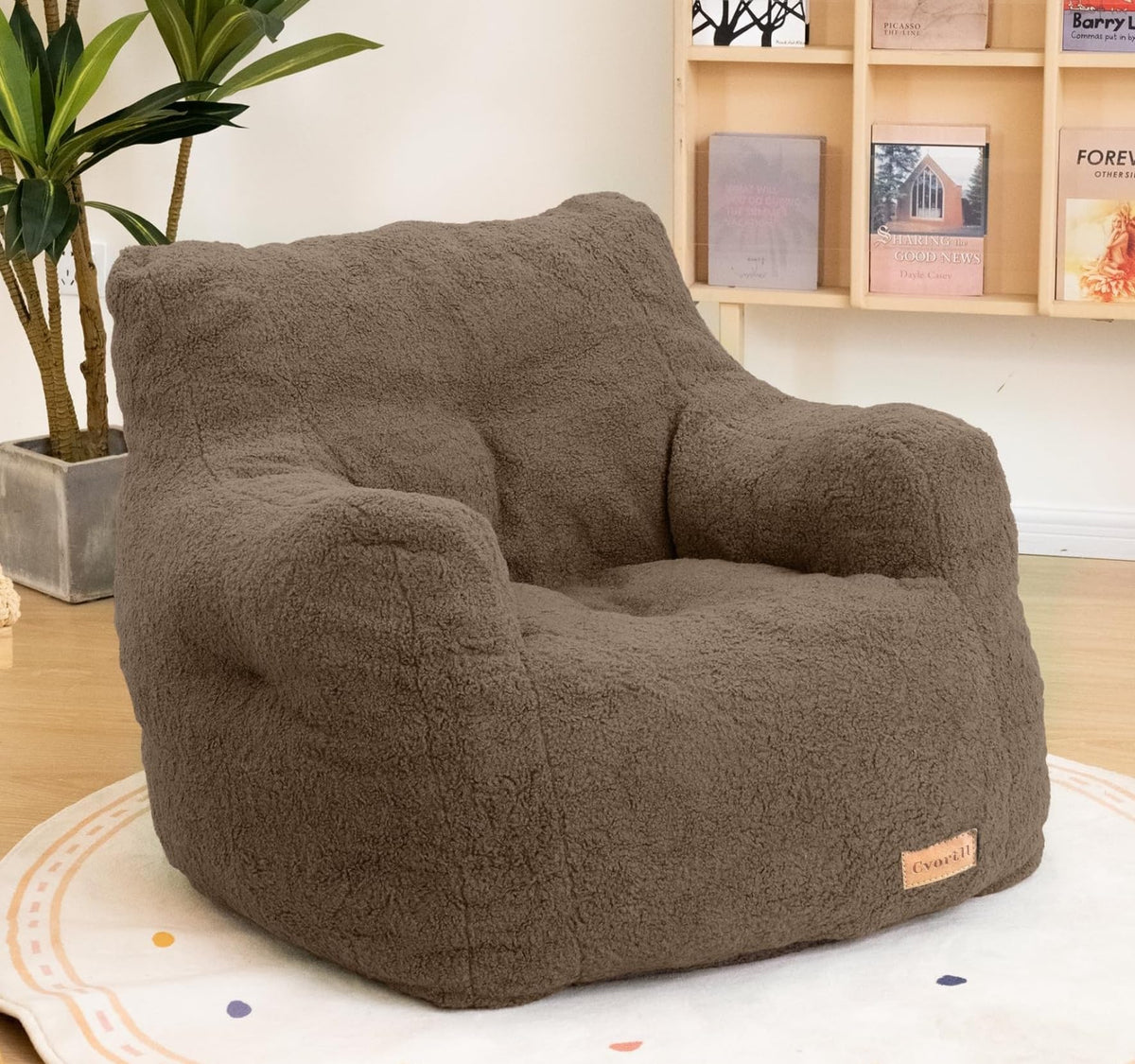 Cvortll Bean Bag Chair with Filler, Bean Bag Sofa with Tufted Soft Stuffed Filling, Fluffy and Lazy Sofa, Comfy Cozy BeanBag Chairs with Memory Foam for Dorm, Apartment, Living Room (White)