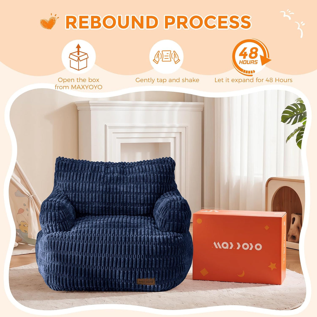 Kids Bean Bag Chair, Comfy Bean Bag Sofa with Filler, Bean Bag Chair for Boys and Girls, Lazy Sofa with Pocket Floor Chair for Gaming, Reading,Green