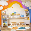 Betterhood Kids Study Desk and Chair Set with Storage, Student Study Desk, Children Study Table and Chair Set, Kids Study Desk with Bookshelves and 2 Stools, Ages 3-8, Boys, Girls, Toddler, Bedroom