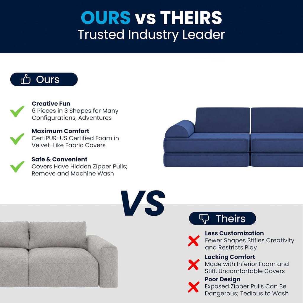 Flash Furniture Kids Play Couch, 6-Piece, 56", Blue