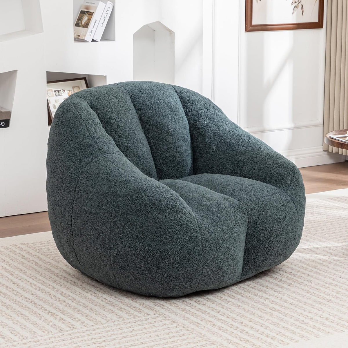 Bean Bag Chair - Plush Teddy Faux Fur, 46" Green