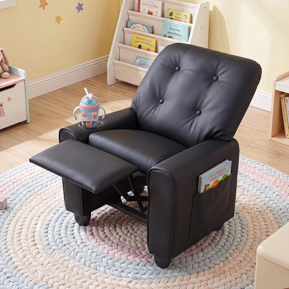 HONEY JOY Kids Recliner Chair, PU Leather Toddler Sofa for Ages 3+