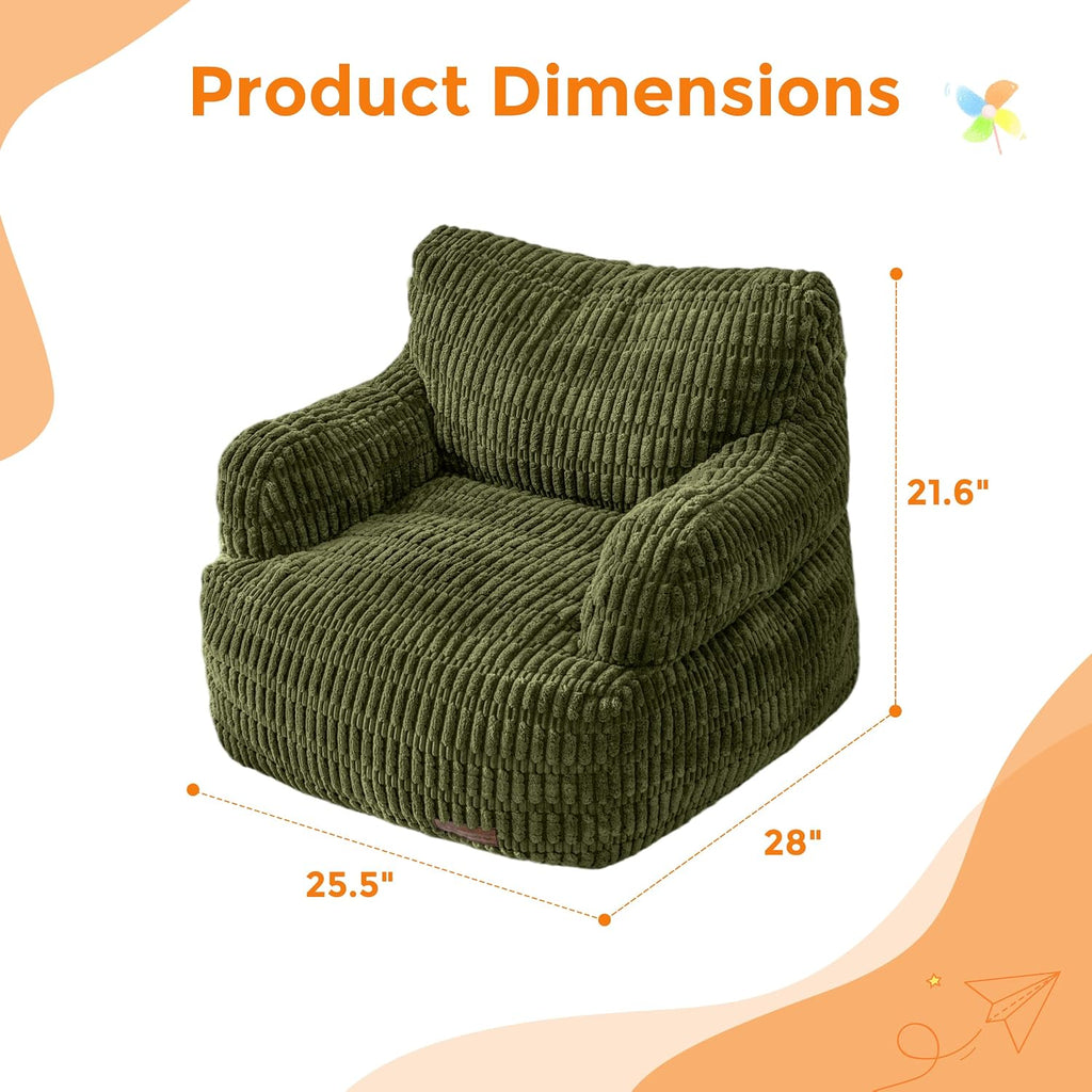MAXYOYO Kids Bean Bag Chair, Comfy Bean Bag Sofa with Filler
