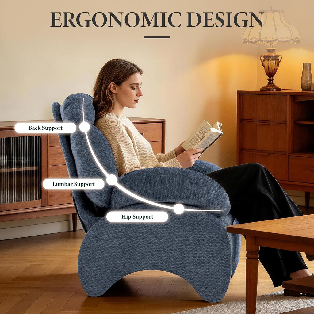Funny Crab Design Novelty Accent Chair for Adults Teens, Soft Chenille Fabric Unique Animal Themed Kids Sofa, Cute Lounger for Bedroom, Living Room, Dorm, Apartment (Blue)