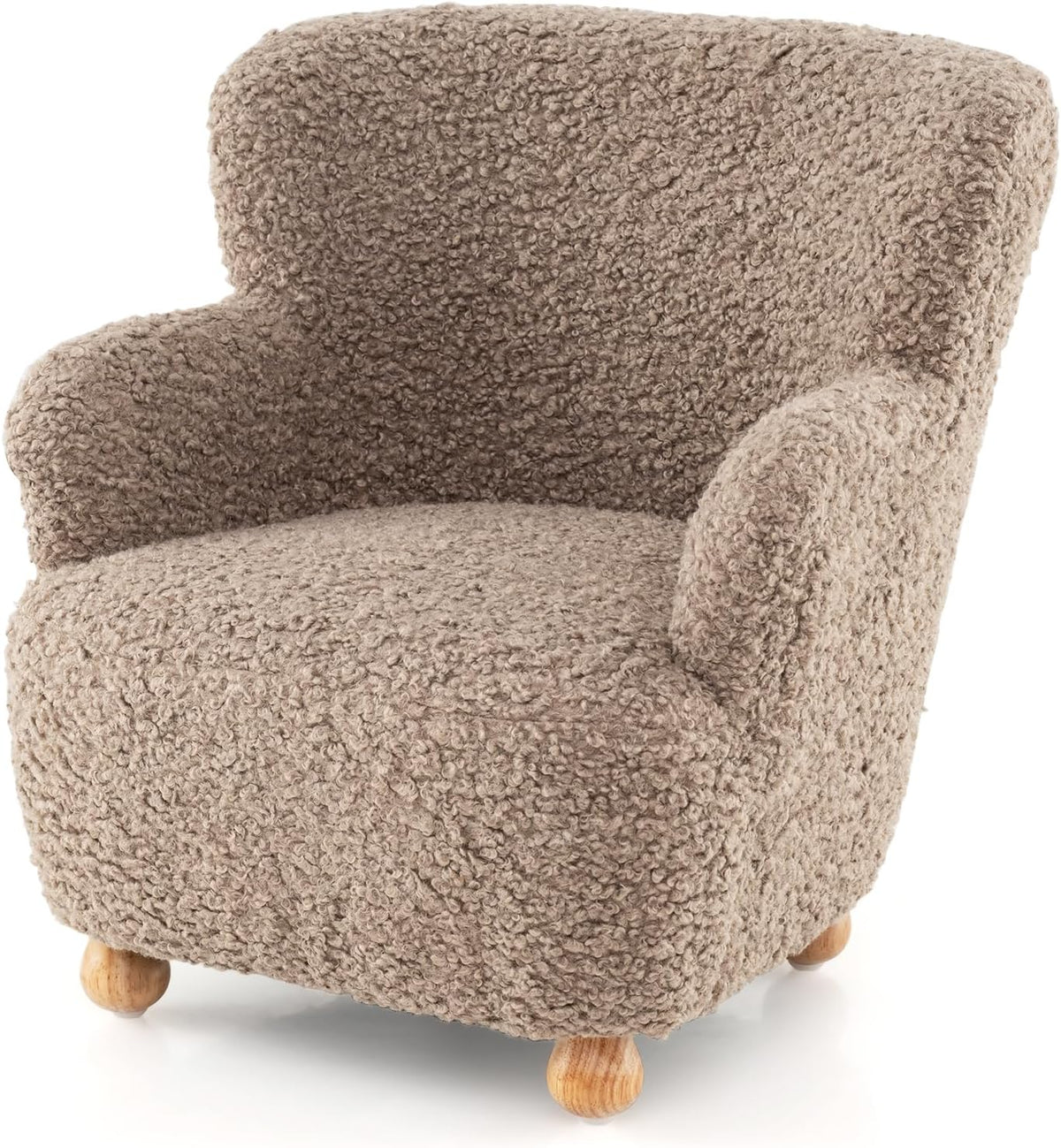 HONEY JOY Toddler Couch, Comfy Kids Chair w/Solid Wooden Frame & Sherpa Fabric, Upholstered Armchair Preschool Furniture, Baby Couch for Playroom, Kids Sofa for Girls Boys (Brown)