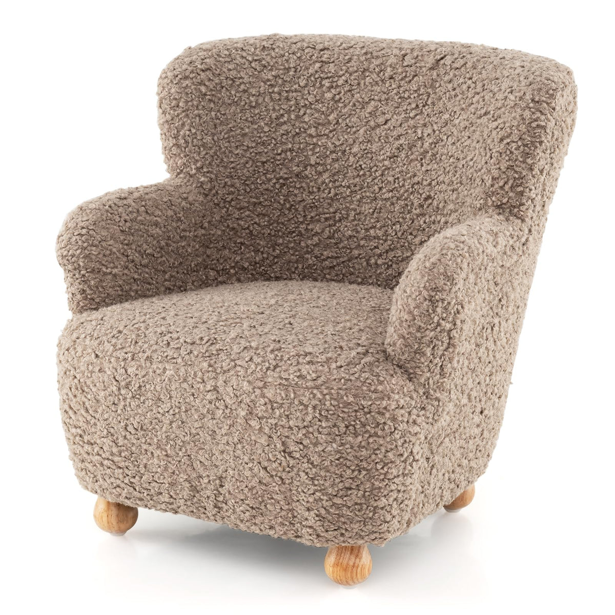 HONEY JOY Toddler Couch, Comfy Kids Chair w/Solid Wooden Frame & Sherpa Fabric, Upholstered Armchair Preschool Furniture, Baby Couch for Playroom, Kids Sofa for Girls Boys (Brown)