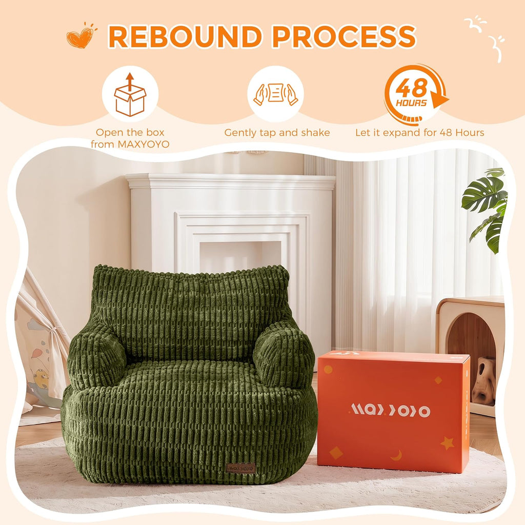 MAXYOYO Kids Bean Bag Chair, Comfy Bean Bag Sofa with Filler