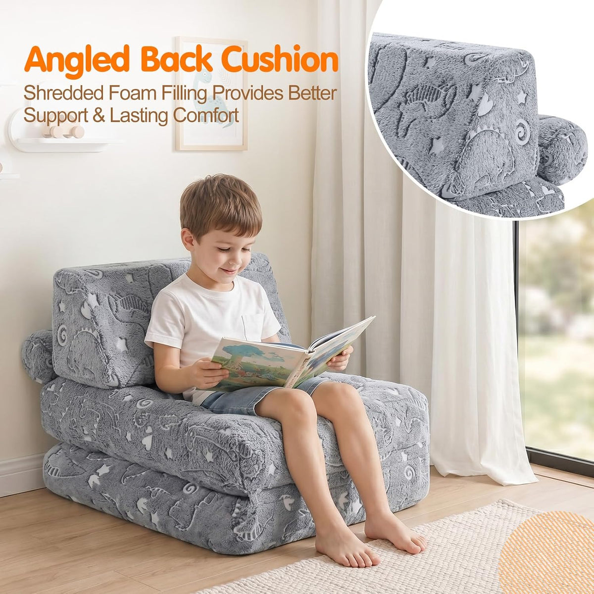 MeMoreCool Kids Couch, 3-in-1 Fold-Out Foam Chair