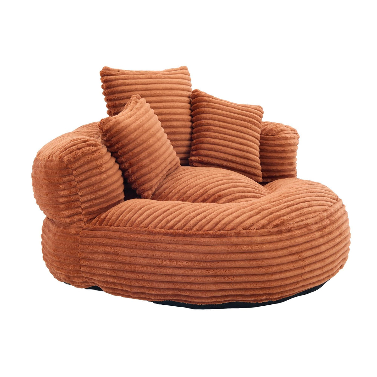 Corduroy Bean Bag Chair with 3 Pillows Armrest Foam Filler for Adult Kids