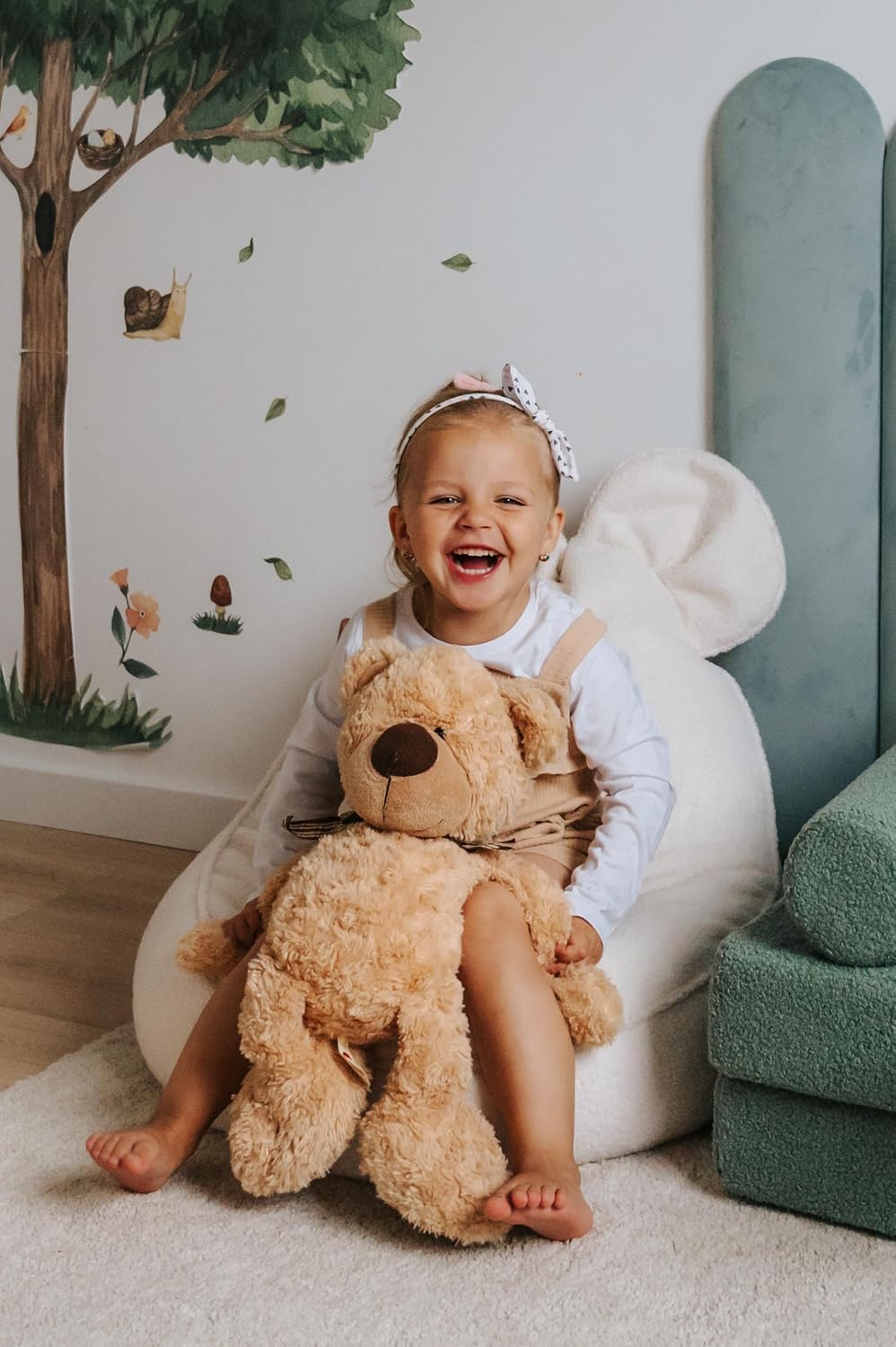Gutekissen® Kids Bean Bag Chair Miki with Ears – Soft Montessori Floor Seat for Kids Ages 3+, Playroom & Children's Room (Beige, 27x27x20 Inches)
