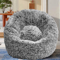 Plush Faux Fur Bean Bag Chairs, Memory Foam Filled Sofa Chair Shape Bean Bag for Adults/Teens/Kids, Ultra-Soft Lazy Sofa for Living Room Bedroom College Dorm, Grey