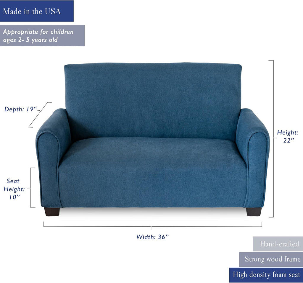 Toddler Upholstered Sofa (Navy Suede)