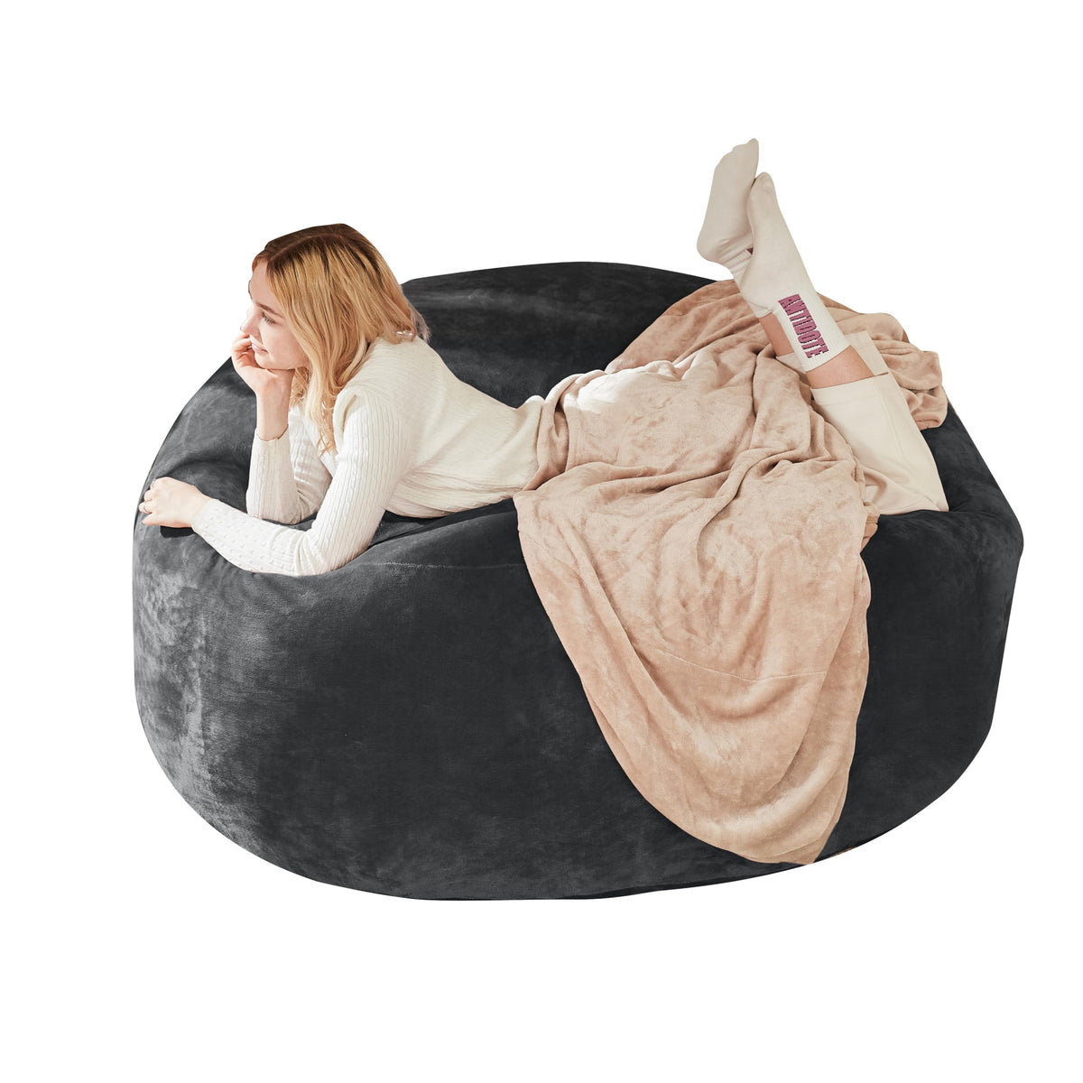 6FT Bean Bag Chair, Memory Foam Filled Adult Bean Bag Sofa