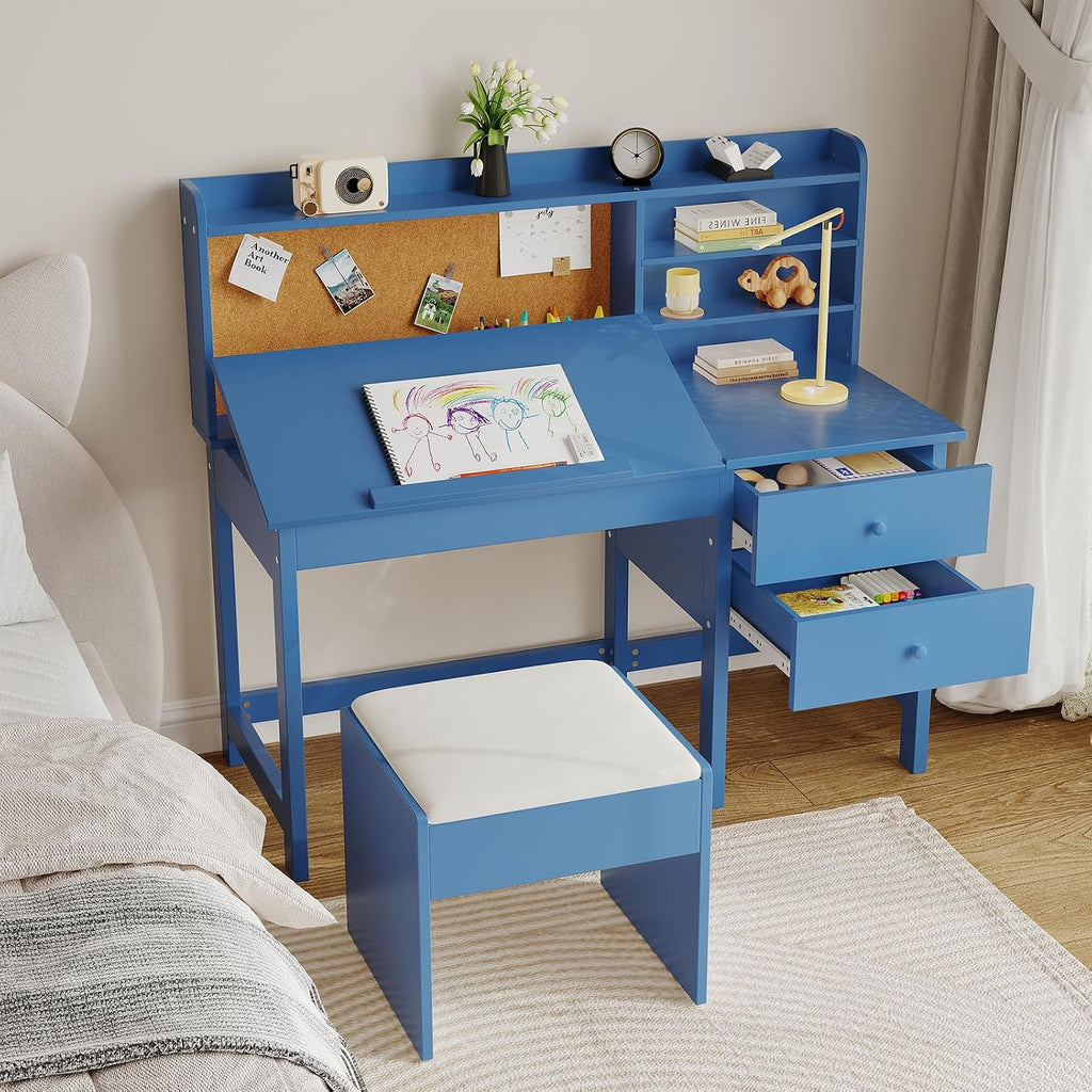 Garvee Kids Desk and Chair Set with Adjustable Tilt Desktop