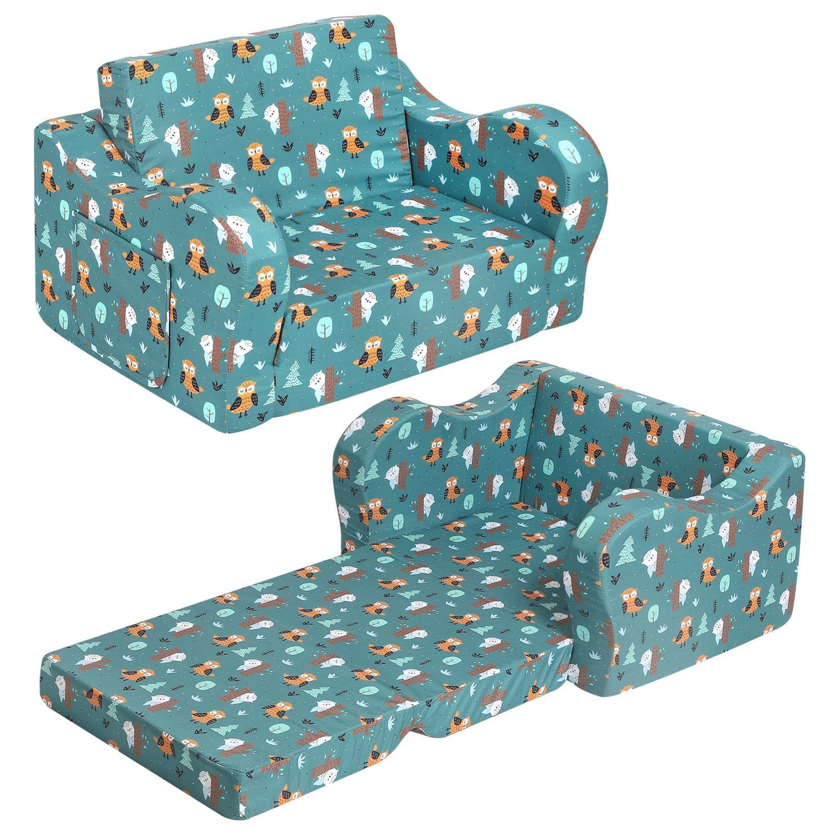 MOMCAYWEX Kids Sofa Chair, 2-in-1 Foldable Couch, Sherpa, Grey