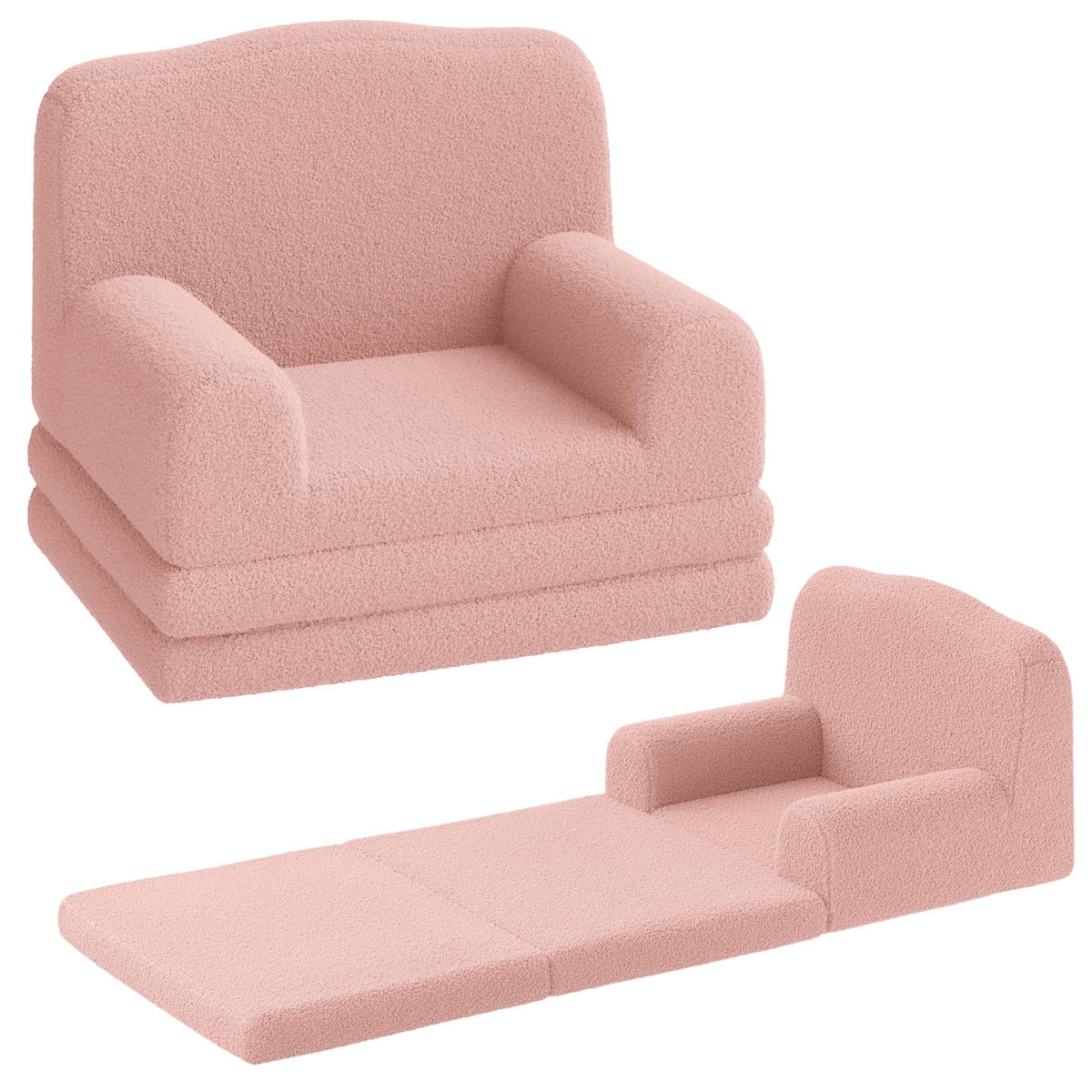 Kids Sofa Chair, Foldable Kids Couch, Fold Out Couch with Blanket