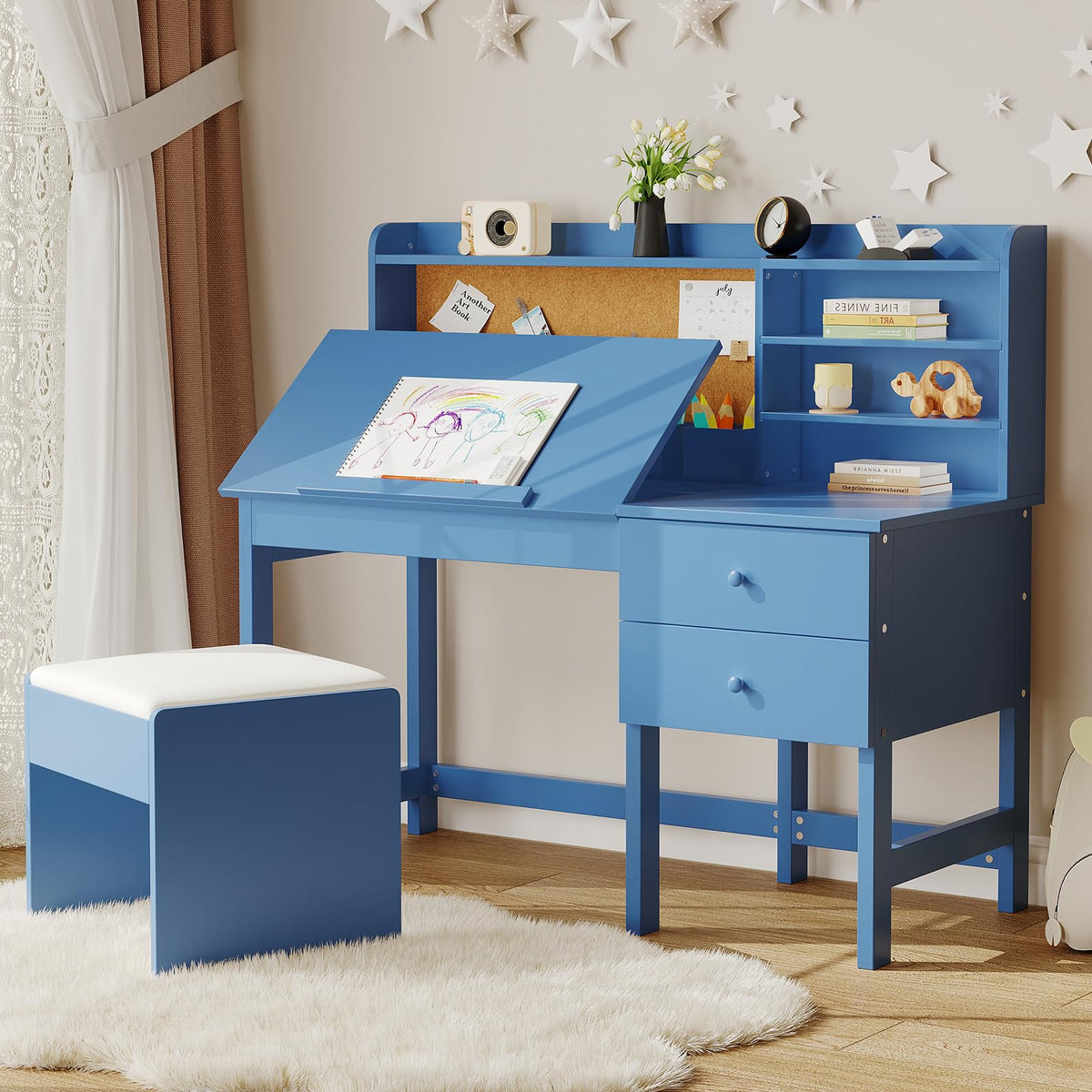 Garvee Kids Desk and Chair Set with Adjustable Tilt Desktop