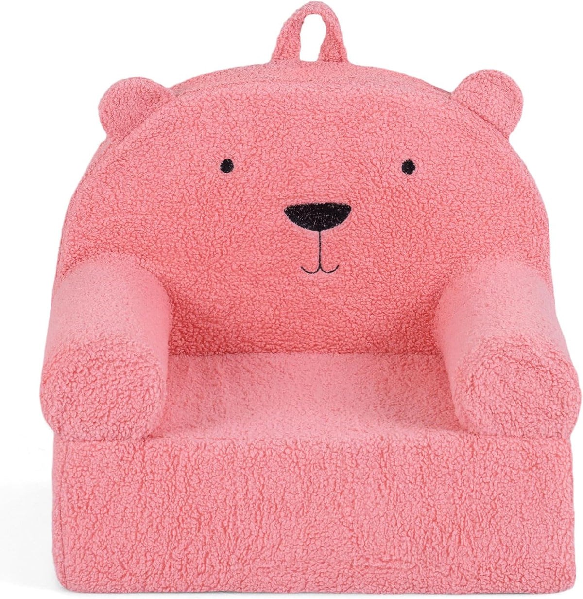 Costzon Kids Sofa, Comfy Bear Toddler Foam Couch with Soft Fleece Fabric Cover, Kids Furniture for Playroom, Children Reading Armchair for Boys & Girls Aged 3+ (["Teddy Fleece],Pink)