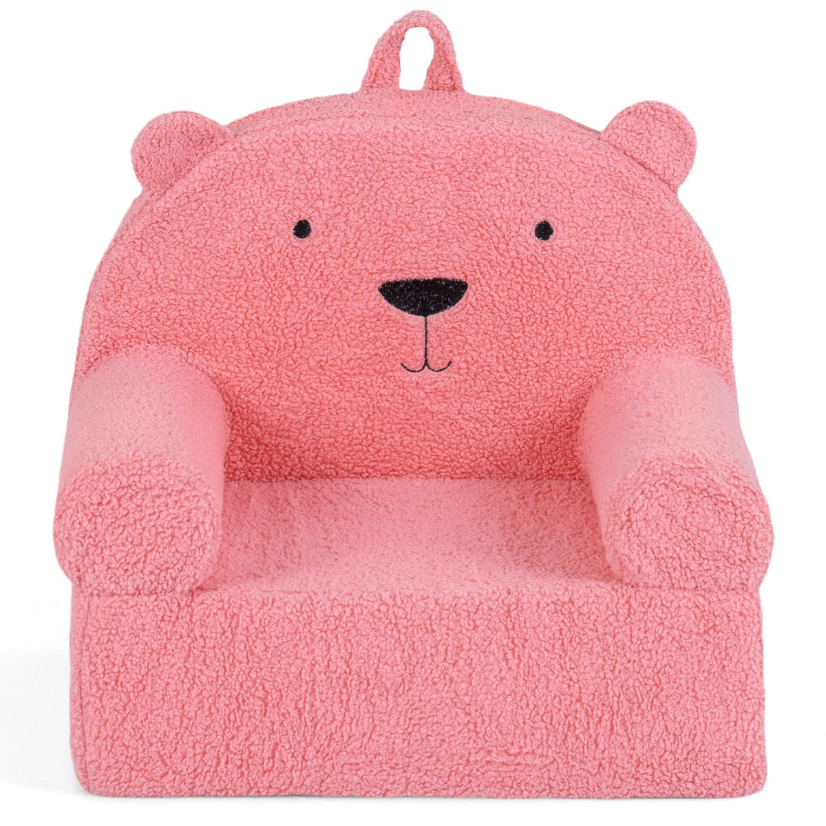 Costzon Kids Sofa, Comfy Bear Toddler Foam Couch with Soft Fleece Fabric Cover, Kids Furniture for Playroom, Children Reading Armchair for Boys & Girls Aged 3+ (["Teddy Fleece],Pink)