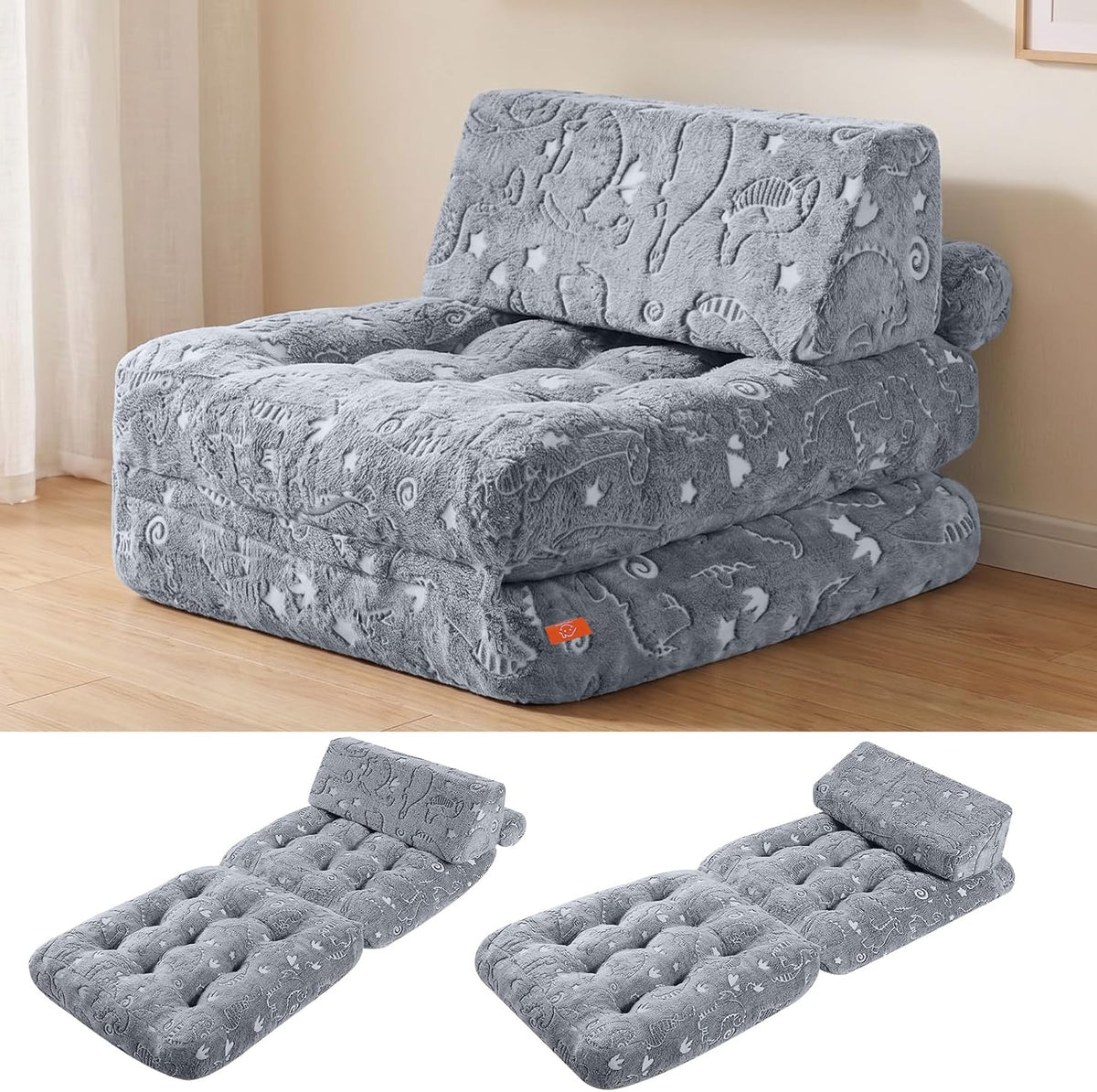 MeMoreCool Kids Couch, 3-in-1 Fold-Out Foam Chair