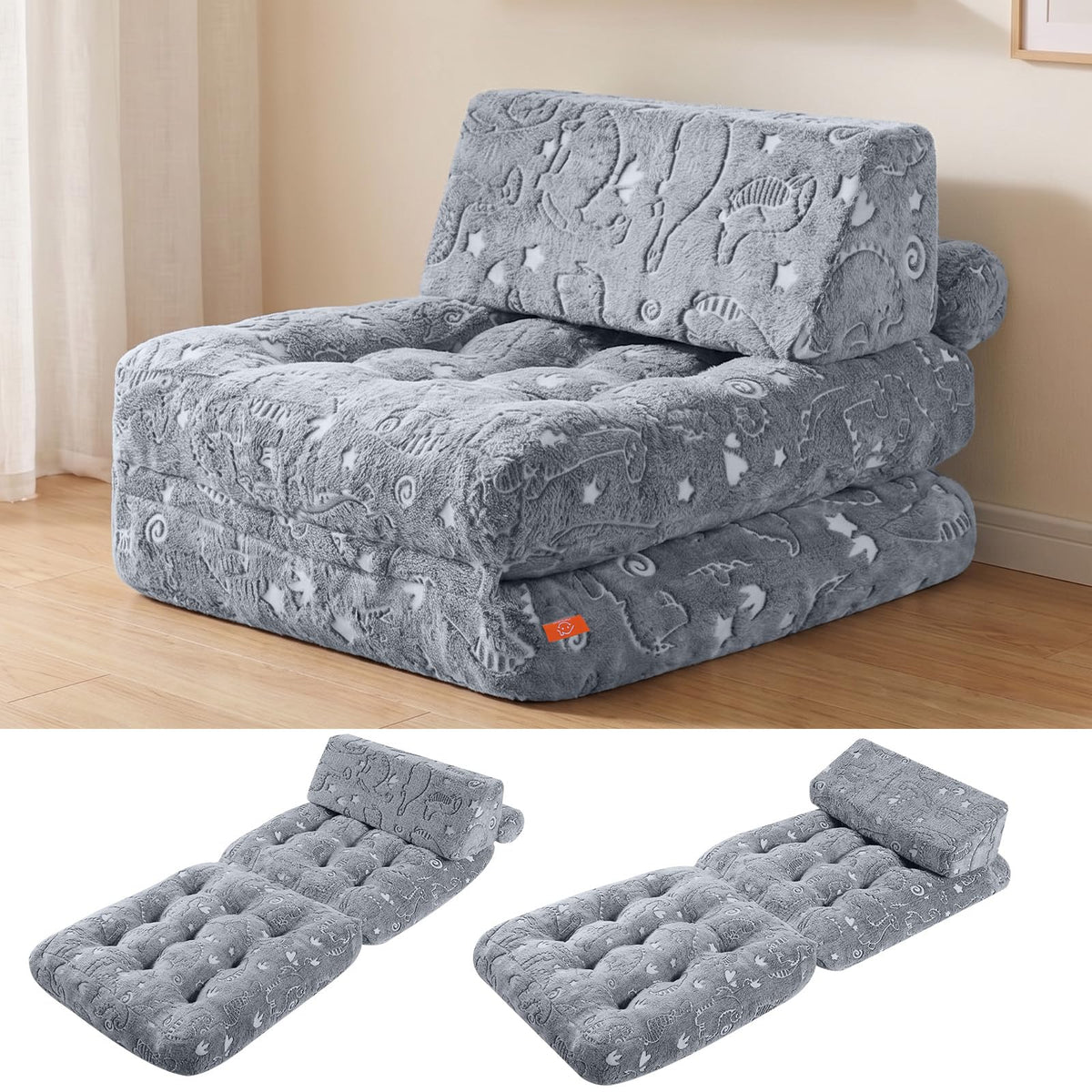 MeMoreCool Kids Couch, 3-in-1 Fold-Out Foam Chair