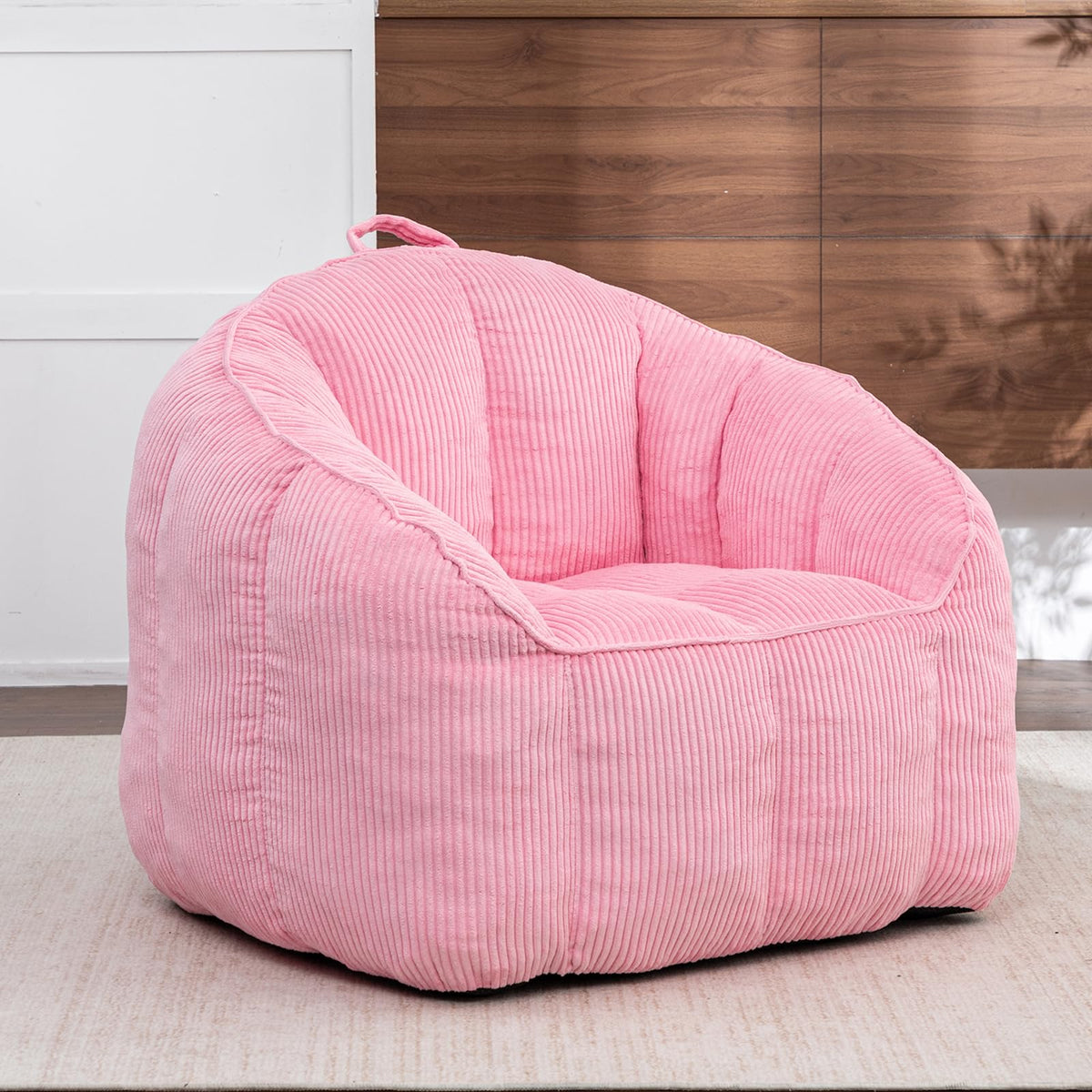 White Big Bean Bag Chairs for Adults Kids with Armrests, Faux Fur Bean Bag Chairs for Teens, Oversized Lazy Bean Bags Sofa Fluffy Floor Lounge Chair, Large Bean Bag Couch for Bedroom