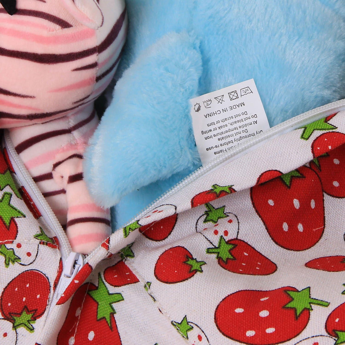 ELEOPTION Stuffed Animal Storage Bean Bag Chair Cover, Large Size 38inch Cotton Canvas Children Plush Toy Organizer Storage Bag Fill Fun Chair for Kids Room or Bedroom (Strawberry, 32in)