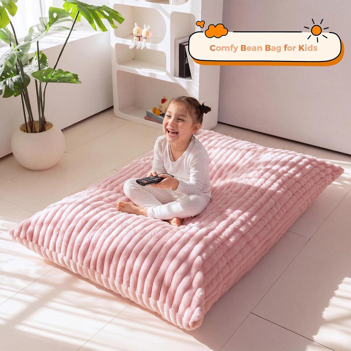 MAXYOYO 3 in 1 Kids Bean Bag Chair, Comfy Floor Sofa with Removed Cover