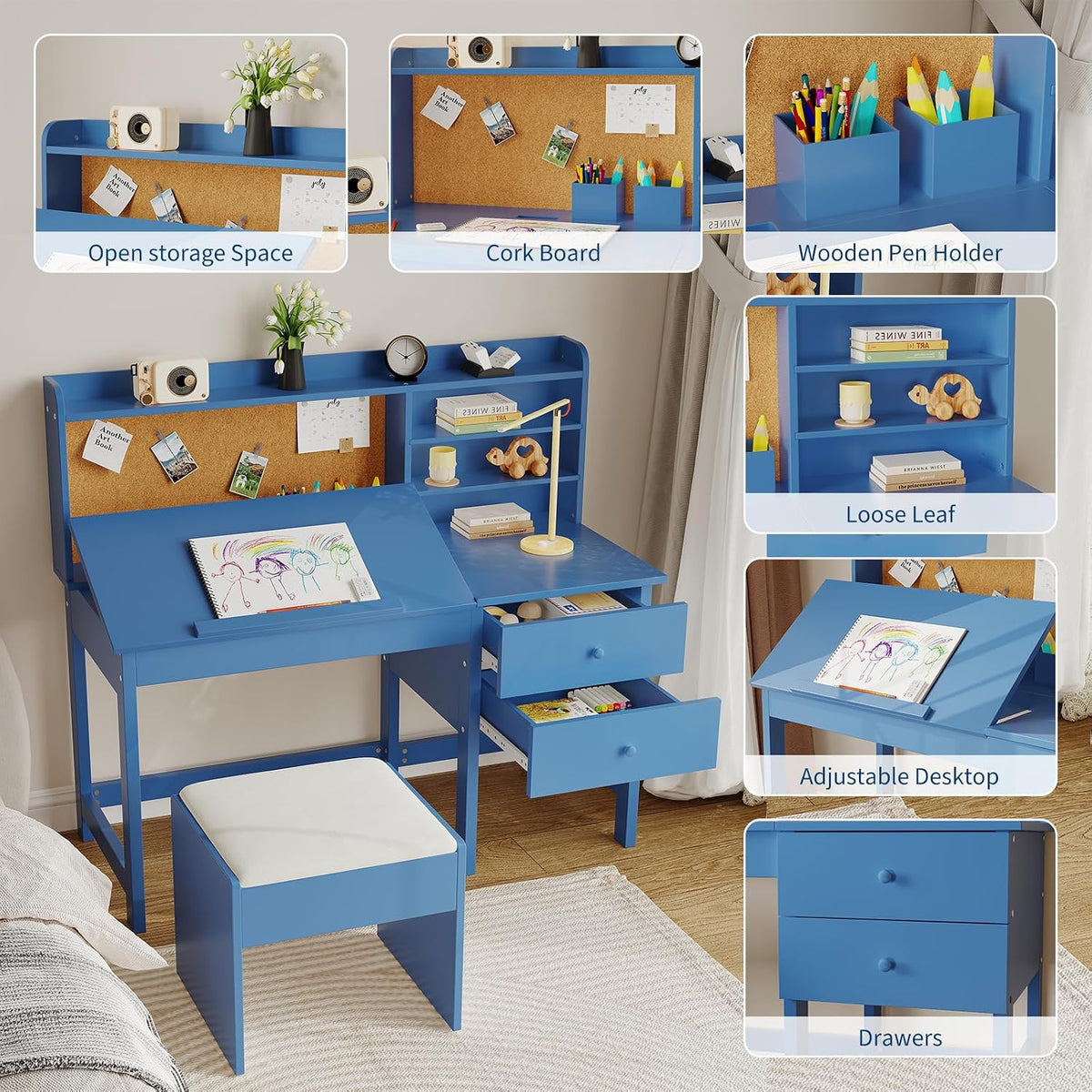 Garvee Kids Desk and Chair Set with Adjustable Tilt Desktop