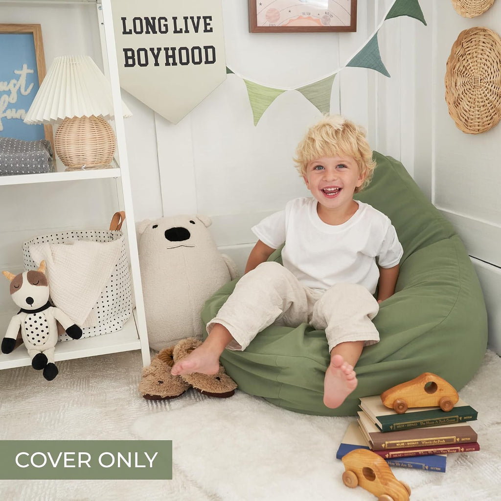 ZICOTO Stuffed Animal Storage Bean Bag Chair Cover for Kids - Cover Only