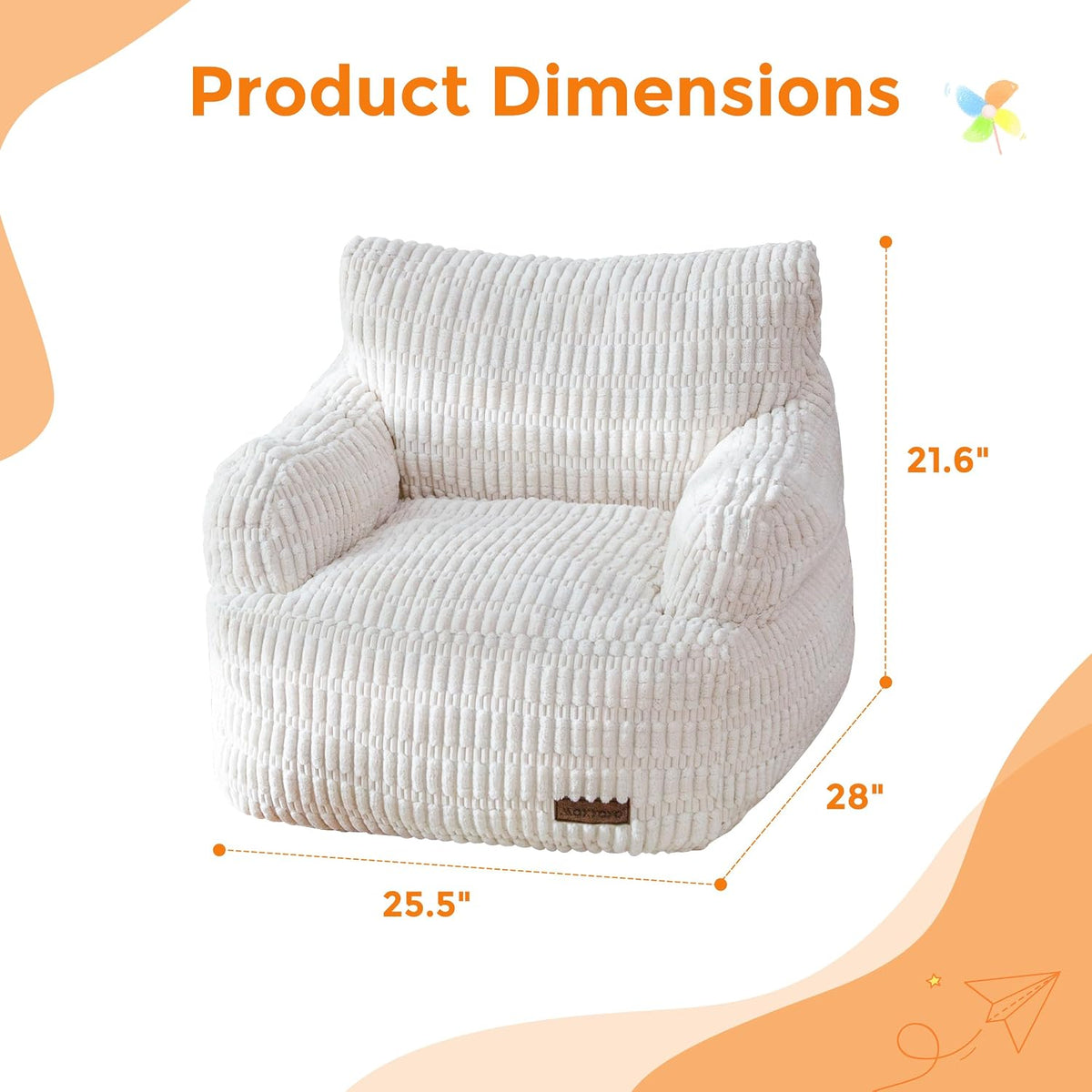 MAXYOYO Kids Bean Bag Chair, Comfy Bean Bag Sofa with Filler