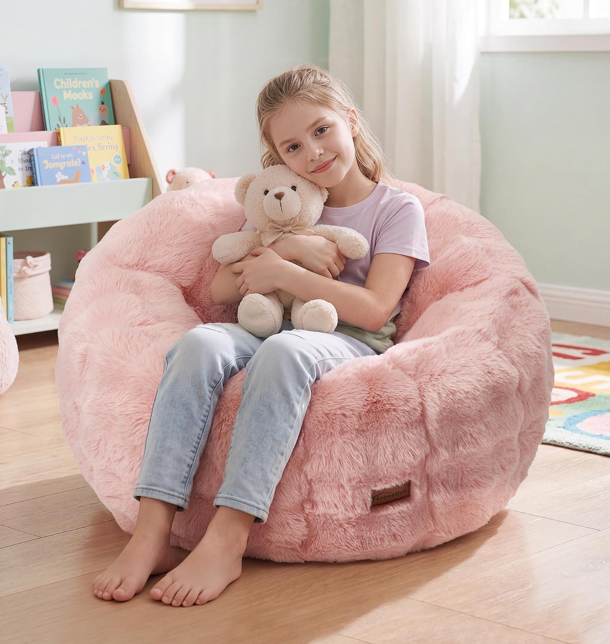 Hobestluk Large Bean Bag Chair Teen Beanbag with Memory Foam Filled