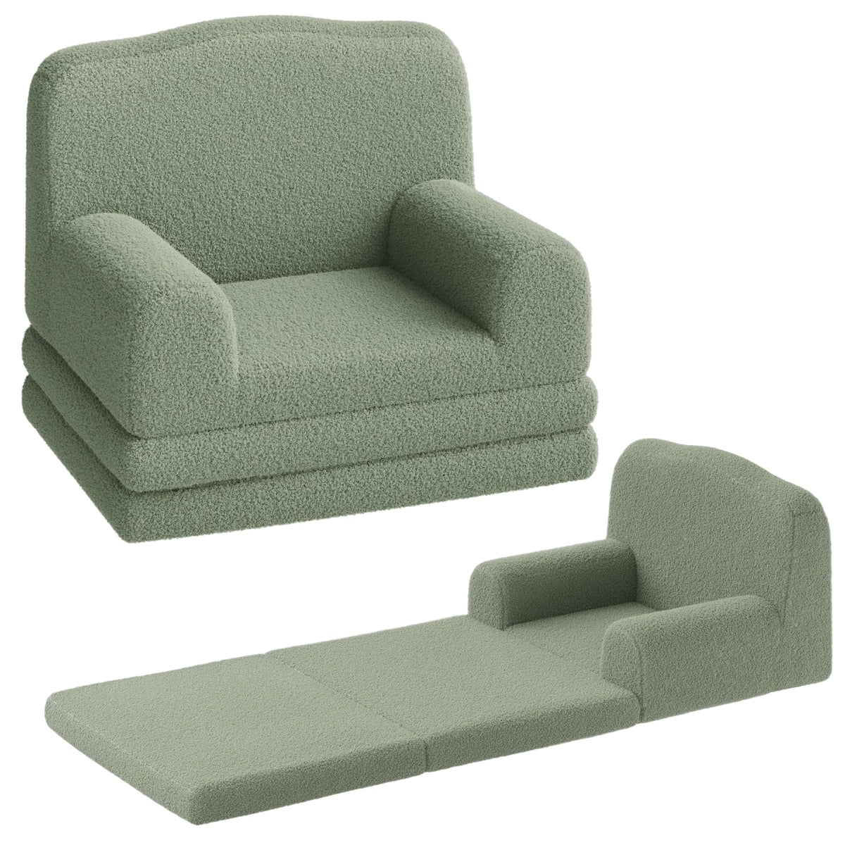 Kids Sofa Chair, Foldable Kids Couch, Fold Out Couch with Blanket