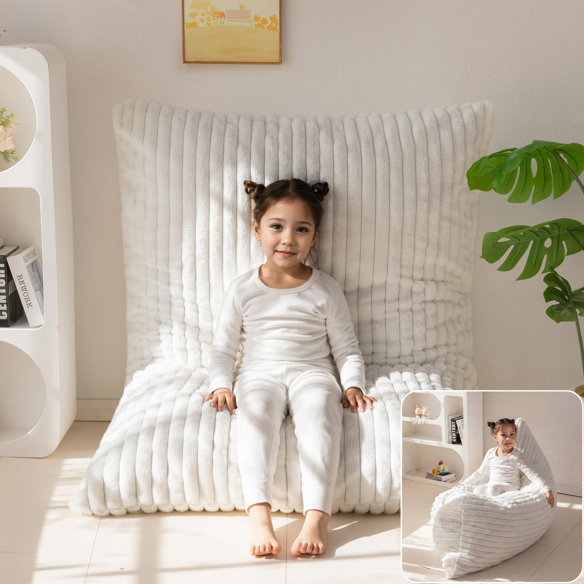 MAXYOYO 3 in 1 Kids Bean Bag Chair, Comfy Floor Sofa with Removed Cover