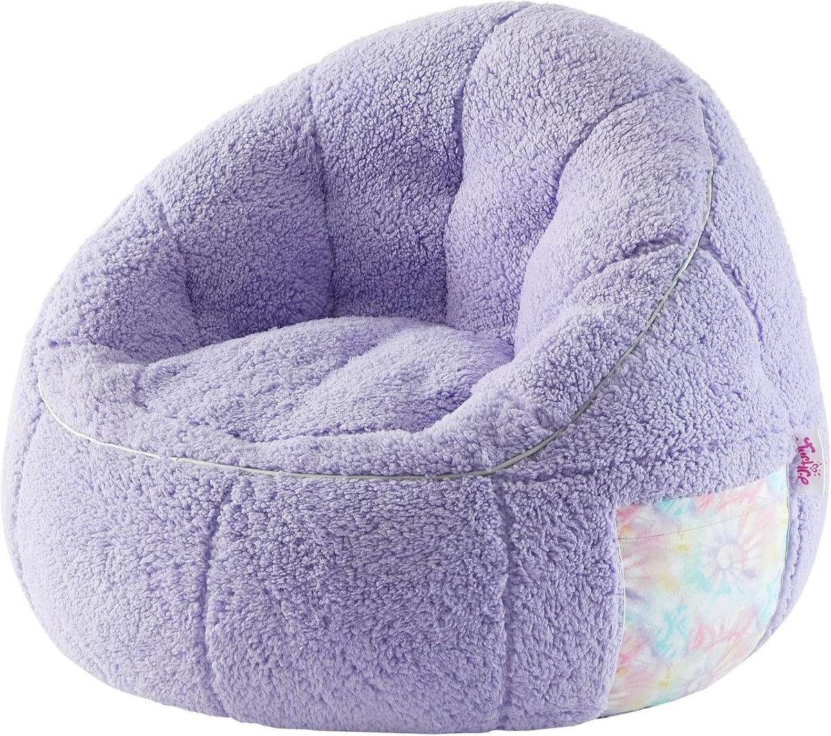 Heritage Kids Soft Teddy Sherpa Purple Bean Bag Chair with Side Pocket,Cozy Seating for Relaxing